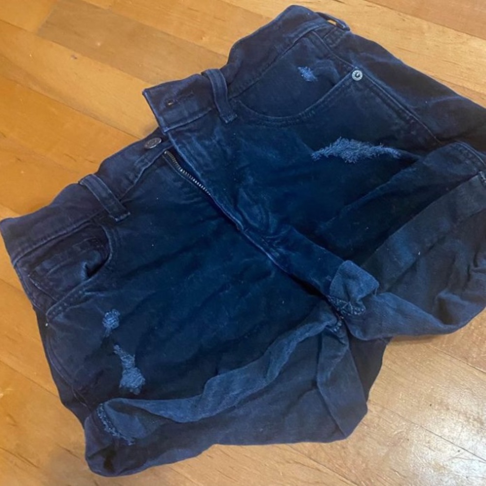 Old Navy black roll up jean shorts